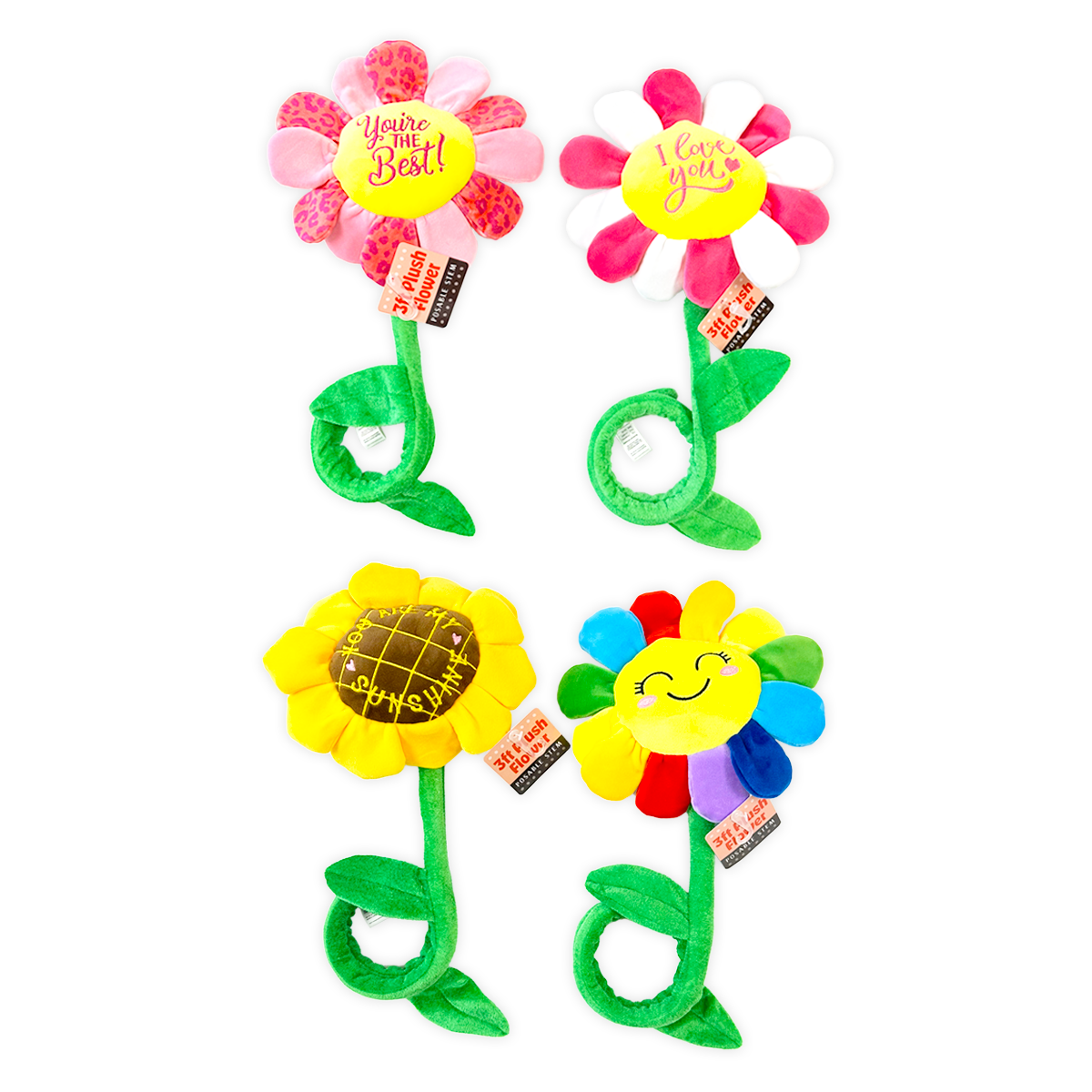 Plush Flower 36" Assortment 8 Pieces Per Retail Ready Display 41664