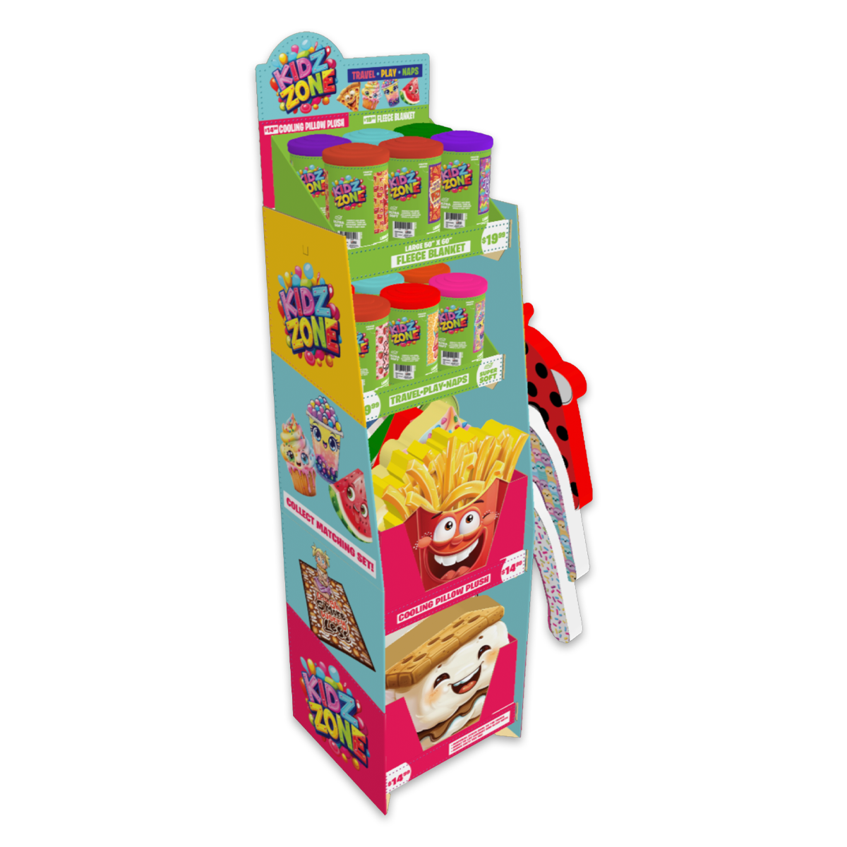 Kids Zone Plush Assortment Floor Display - 30 Pieces Per Retail