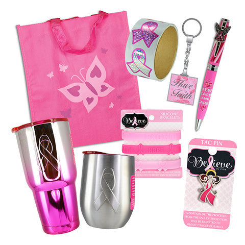 8-Piece Deluxe Pink Ribbon Gift Bag
