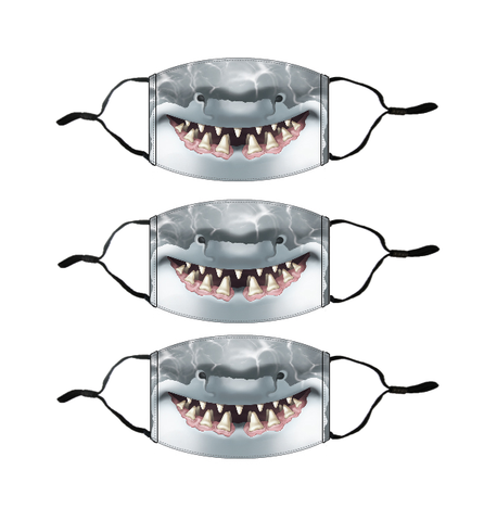 Adult Printed Face Mask 3 Pack - Smiling Shark