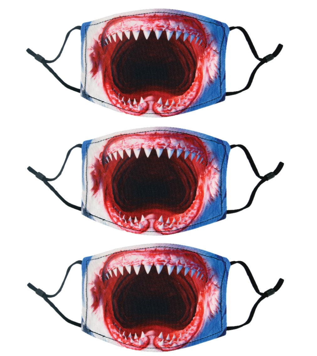 Adult Printed Face Mask 3 Pack - Shark