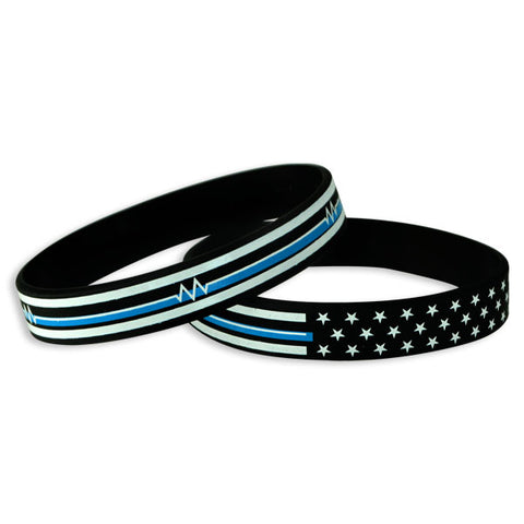 EMS Thin Teal Line Silicone Wristbands