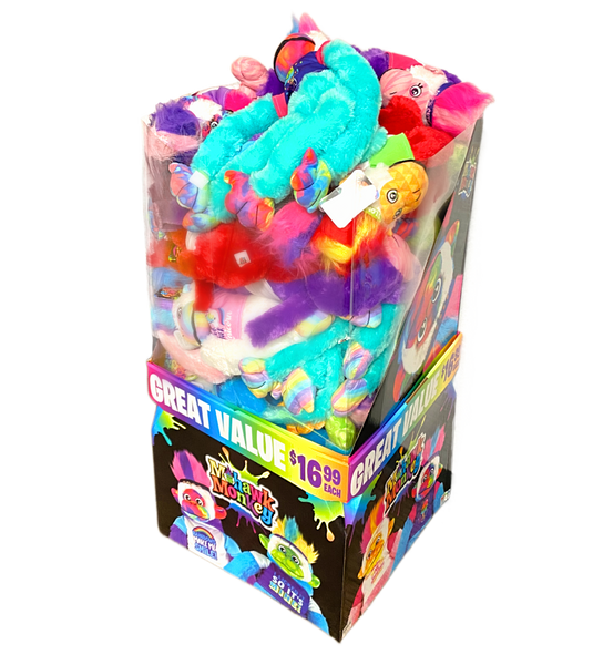 Plush Mohawk Monkey Assorted Floor Display - 24 Pieces Per Retail Ready Display 88437