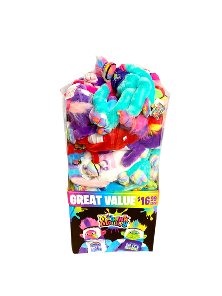 Plush Mohawk Monkey Assorted Floor Display - 24 Pieces Per Retail Ready Display 88437