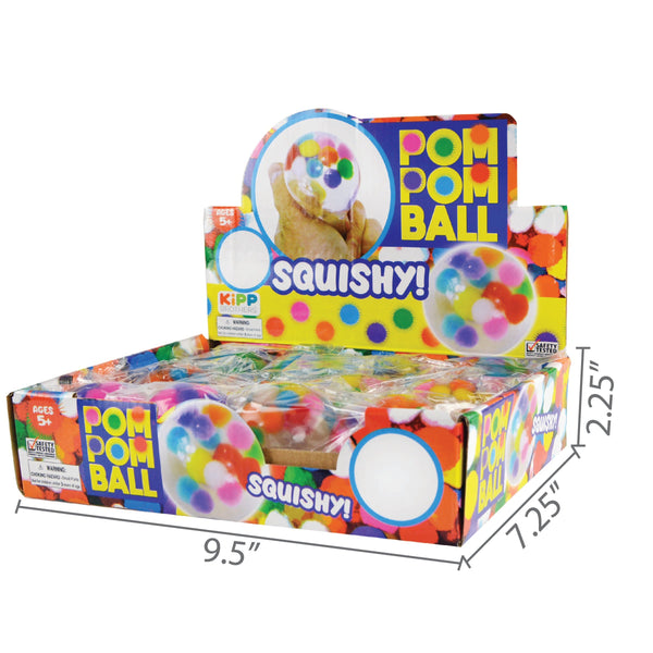 Squish and Squeeze Pom Pom Water Ball - 12 Pieces Per Retail Ready Display 22054