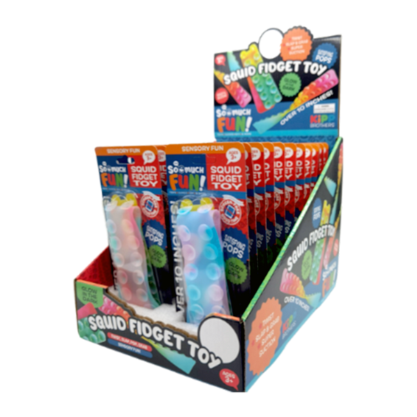 ITEM NUMBER 023264 SENSORY SQUID FIDGET FUN TOY 24 PIECES PER DISPLAY