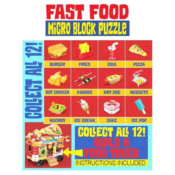 Micro Block Fast Food Set - 12 Pieces Per Retail Ready Display 24705