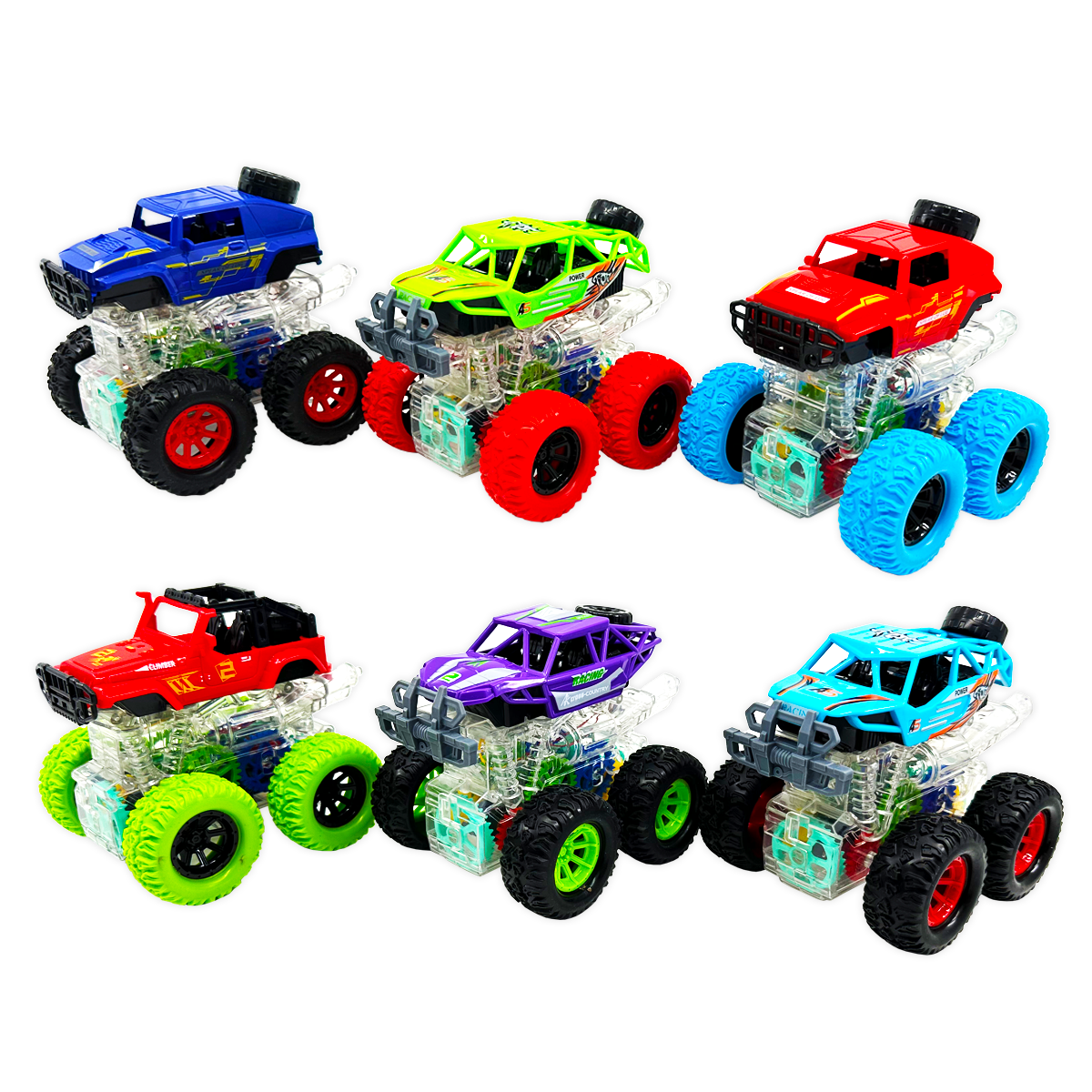 Friction Toy Car Light Up Jumbo Assortment - 6 Pieces Per Display