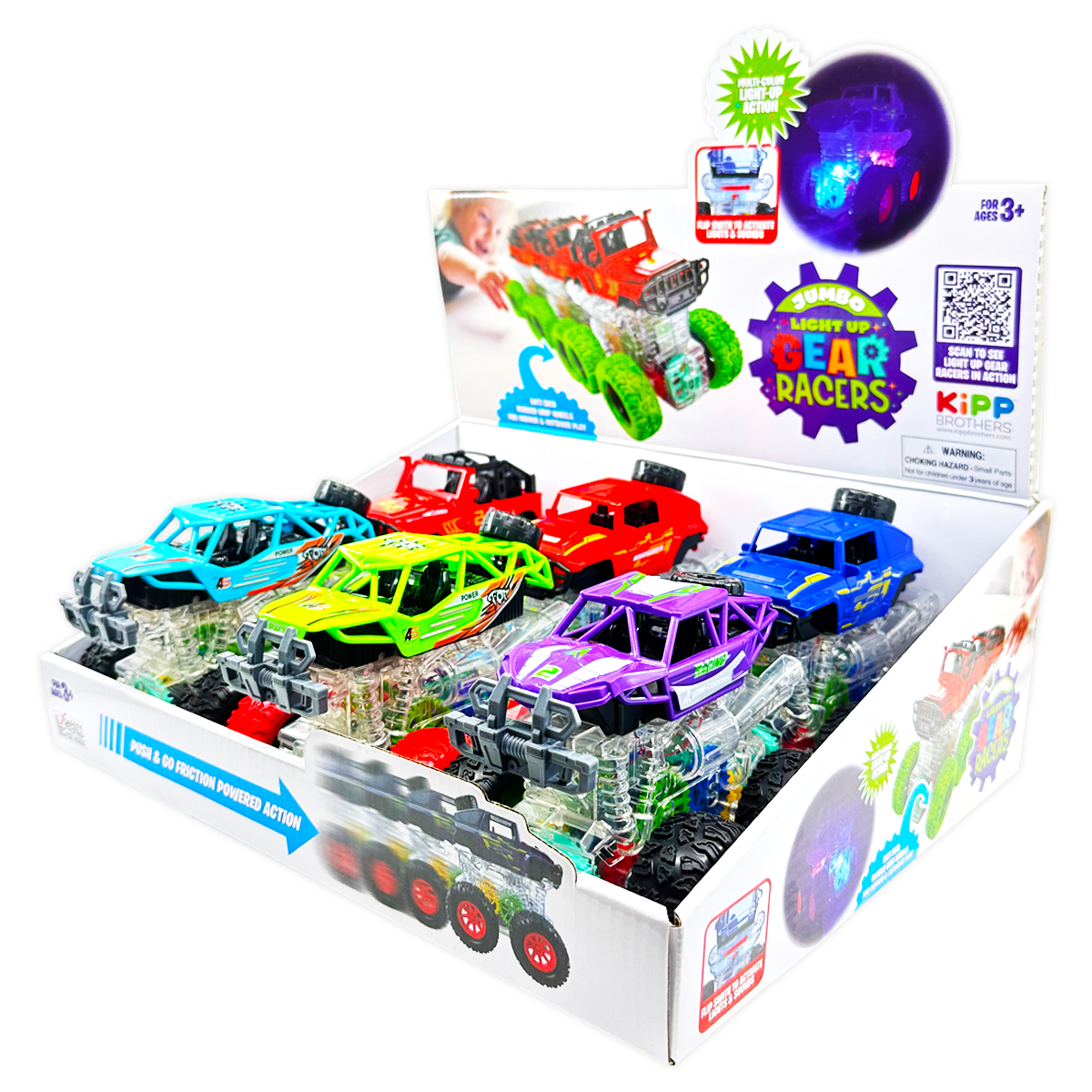 Friction Toy Car Light Up Jumbo Assortment - 6 Pieces Per Display 25030