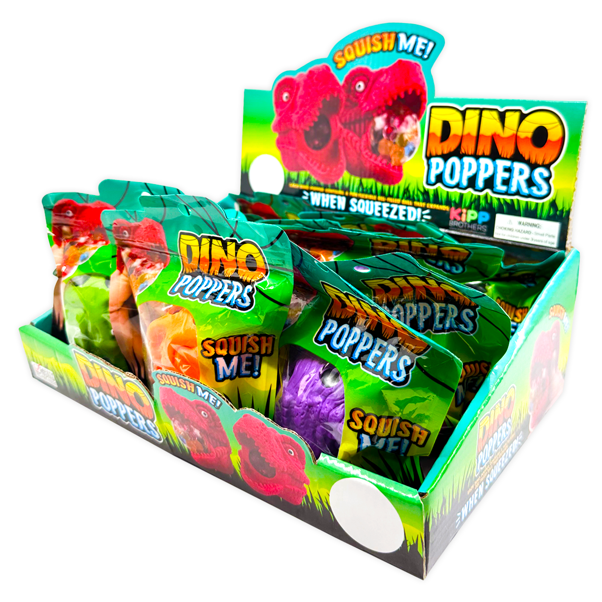 Squish and Squeeze Dino Popper Toy - 12 Pieces Per Retail Ready Display 25033