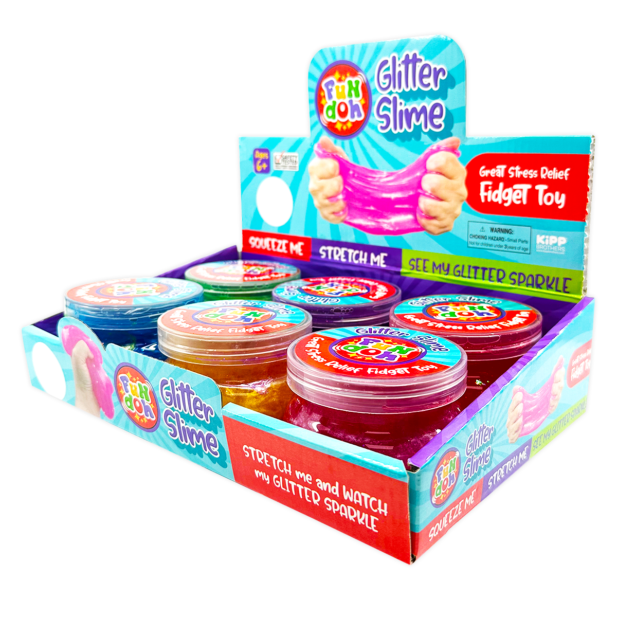 Fun Doh Glitter Slime - 6 Pieces Per Retail Ready Display 25034