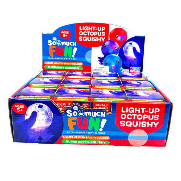 Squish and Squeeze Light-Up Octopus Toy - 12 Pieces Per Retail Ready Display 25035