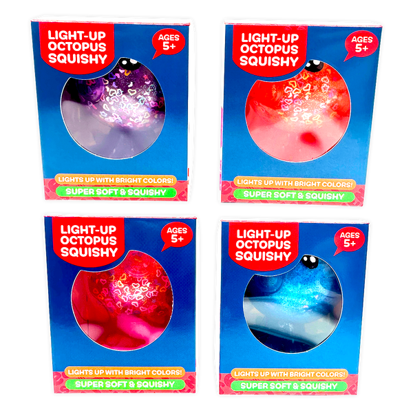 Squish and Squeeze Light-Up Octopus Toy - 12 Pieces Per Retail Ready Display 25035