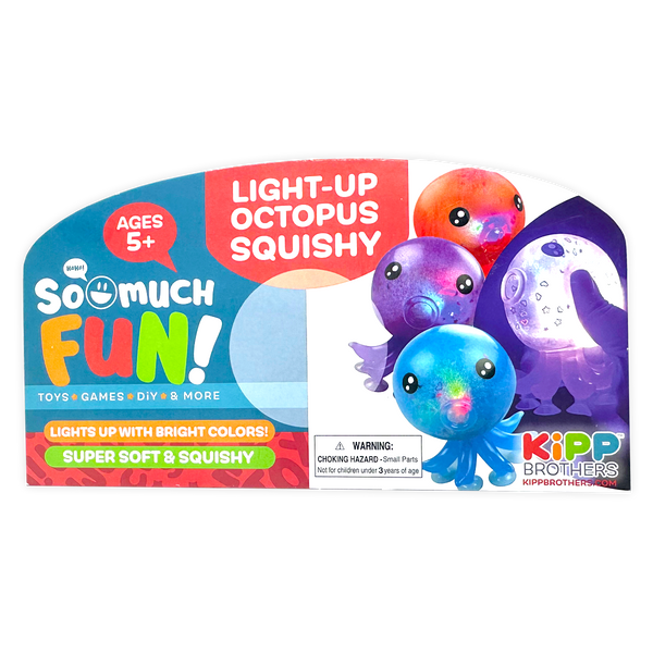 Squish and Squeeze Light-Up Octopus Toy - 12 Pieces Per Retail Ready Display 25035