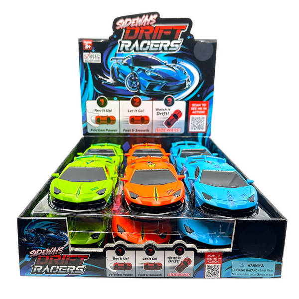 Sideways Drift Racers - 12 Pieces Per Retail Ready Display 25301