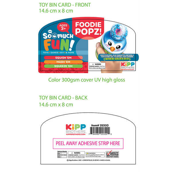 Foodie Popz Squeeze Toy - 6 Pieces Per Retail Ready Display 25320