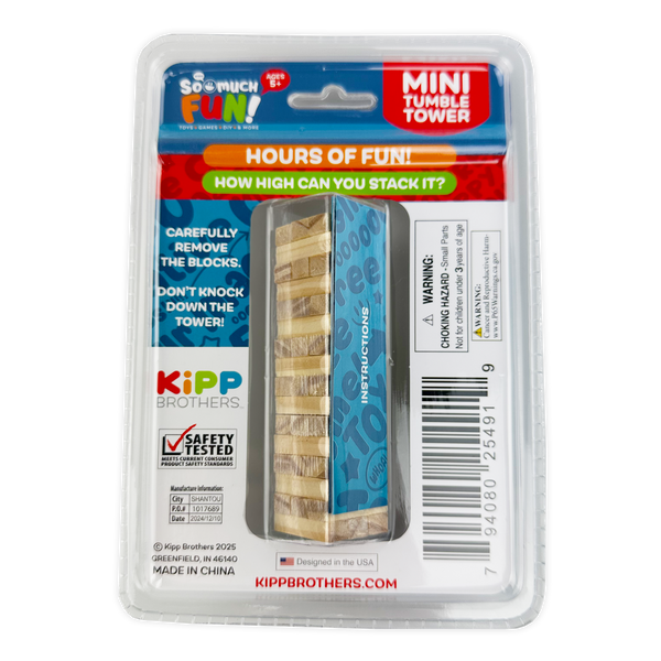 Classic Mini Tumble Tower Wooden Game - 6 Pieces Per Pack 25491