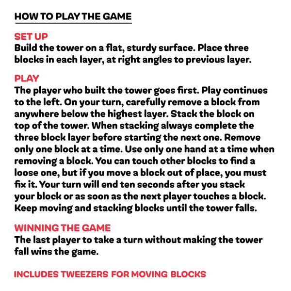 Classic Mini Tumble Tower Wooden Game - 6 Pieces Per Pack 25491