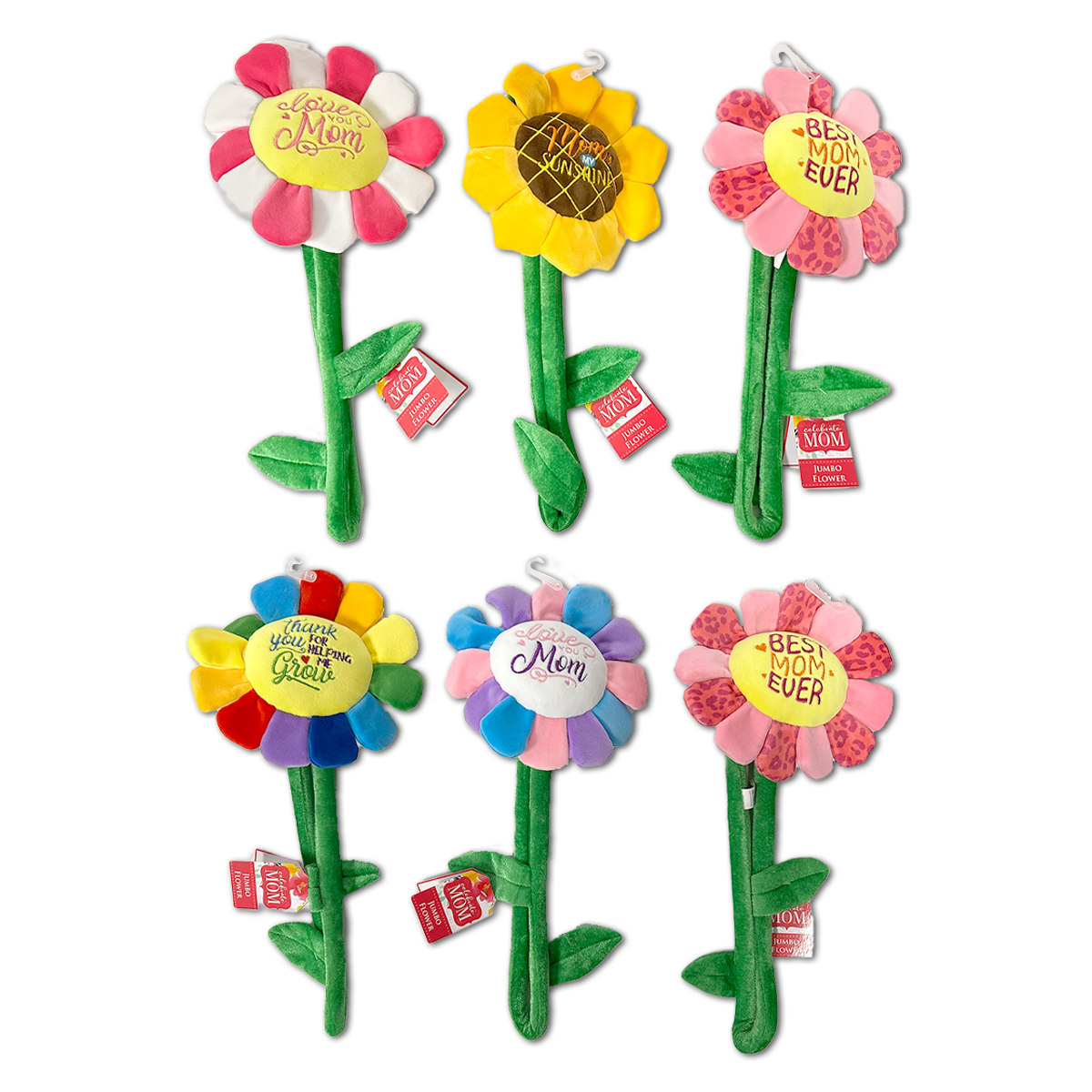 Plush Daisy Flower 36" Assortment - 6 Pieces Per Pack 25528
