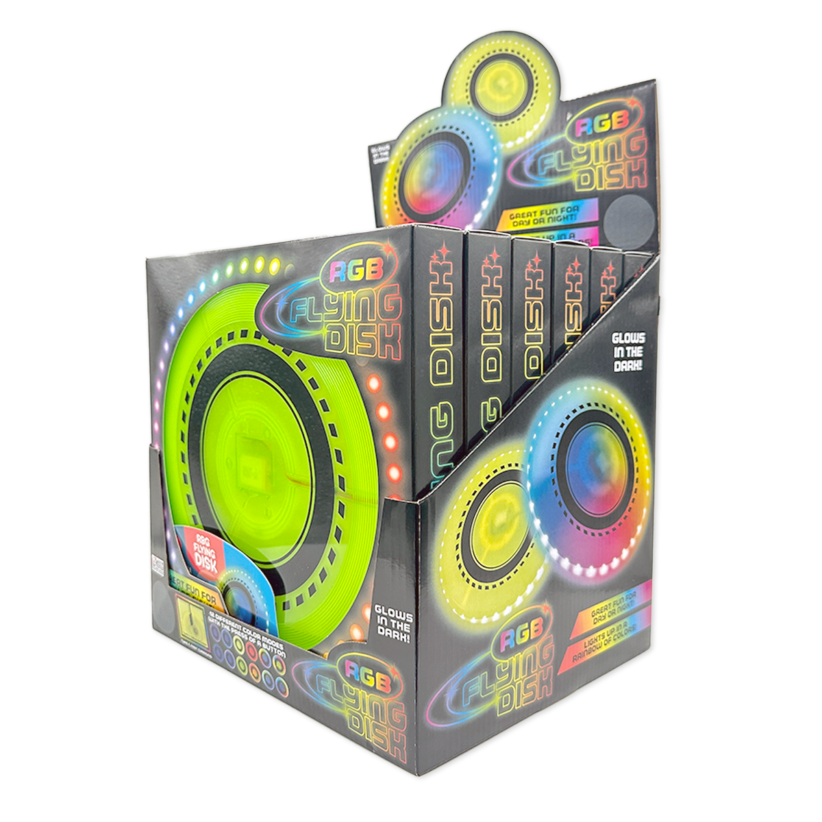 RGB Glow in the Dark Light-Up Flying Disc - 6 Pieces Per Display 25813