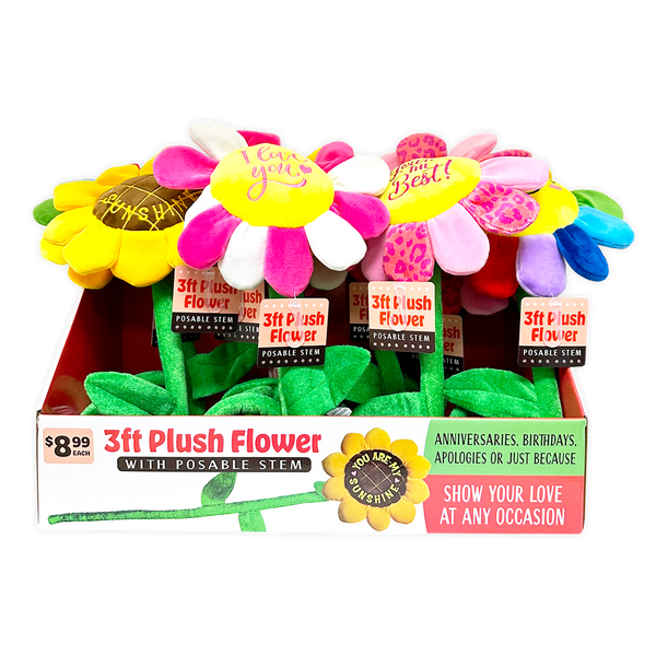 Plush Flower 36" Assortment - 8 Pieces Per Retail Ready Display 41664