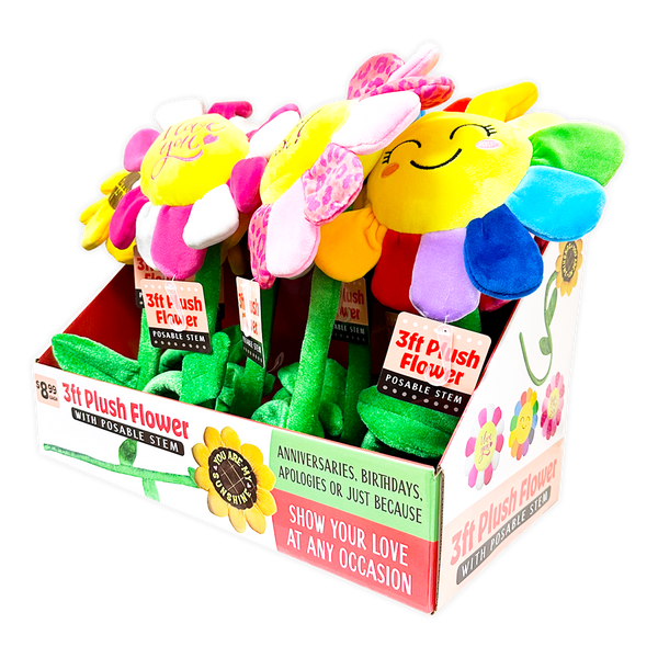 Plush Flower 36" Assortment - 8 Pieces Per Retail Ready Display 41664