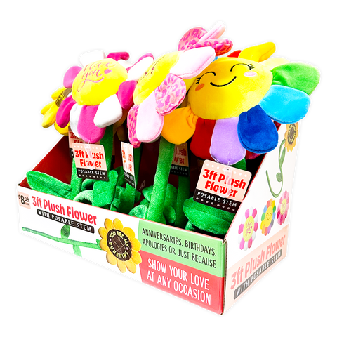 Plush Flower 36" Assortment - 8 Pieces Per Retail Ready Display 41664