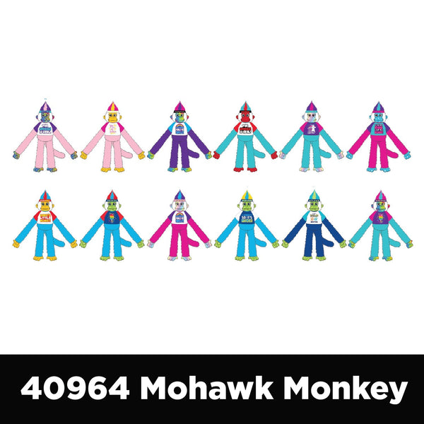 Plush Mohawk Monkey Assorted Floor Display - 24 Pieces Per Retail Ready Display 88437