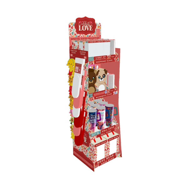 Valentine's Day Glass and Gift Assortment Floor Display - 57 Pieces Per Retail Ready Display 88573