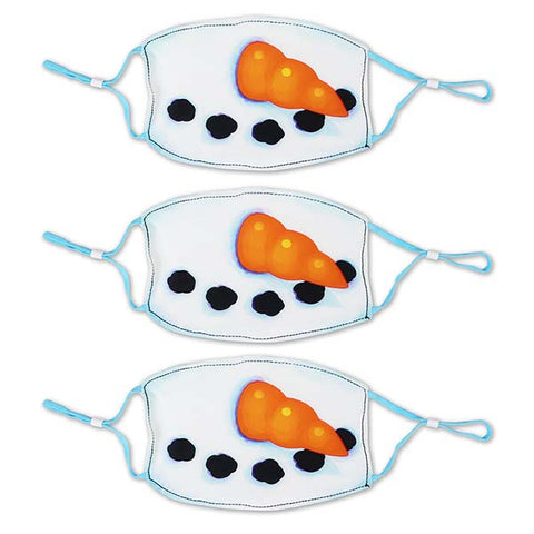 Adult Size Snowman Polyester Masks - 3 Pack