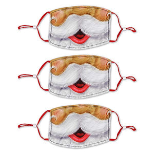 Adult Size Santa Polyester Masks - 3 Pack