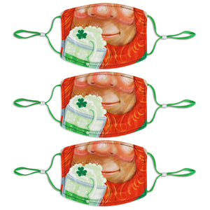 Adult St. Patrick's Day 3 Pack Mask Set - Leprechaun with a Green Beer