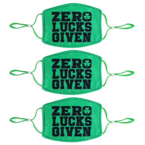 Adult St. Patrick's Day 3 Pack Mask Set - Zero Lucks Given