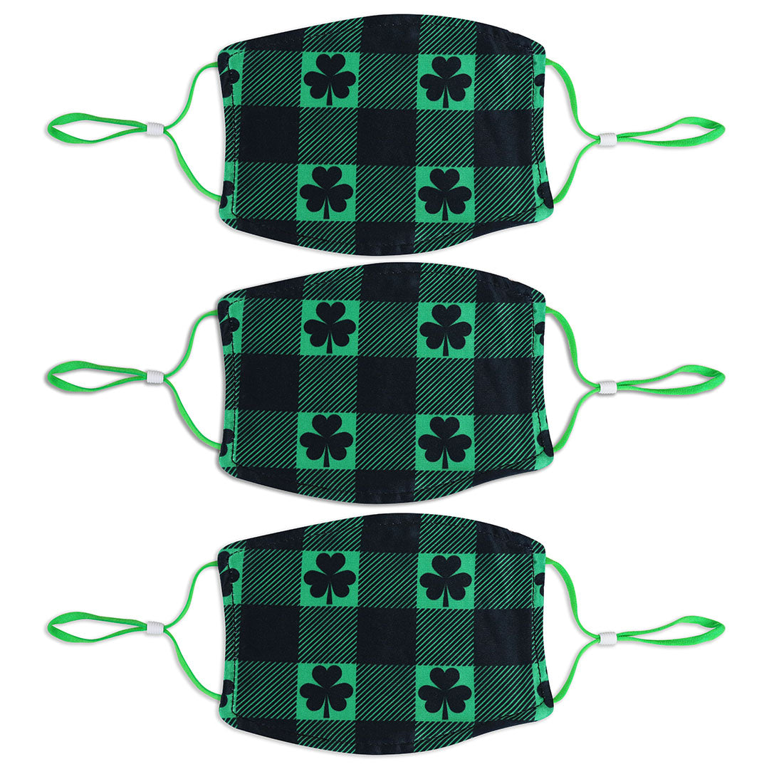 Adult St. Patrick's Day 3 Pack Mask Set - Clover Plaid