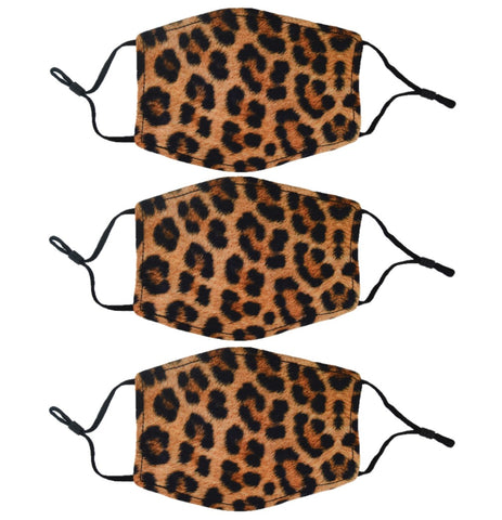 Adult Printed Face Mask 3 Pack - Cheetah Print