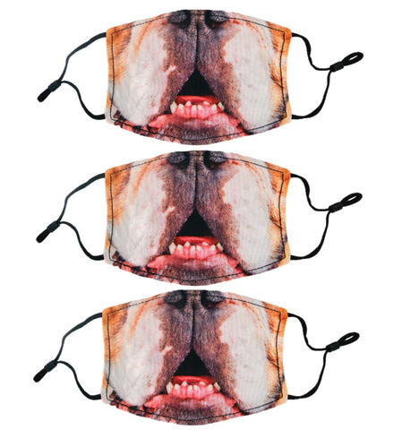 Adult Printed Face Mask 3 Pack - Bulldog