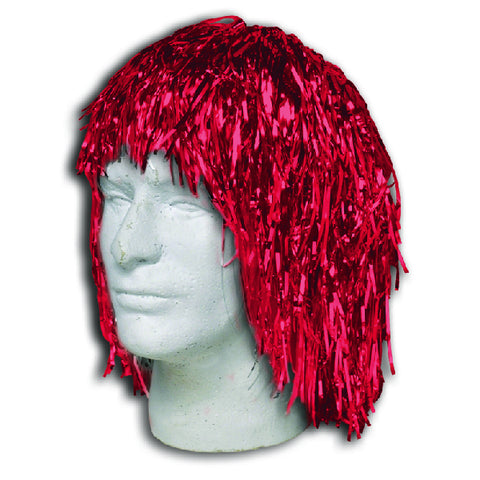 Red Metallic Tinsel Wigs