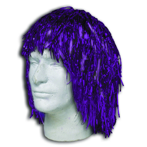 Purple Metallic Tinsel Wigs