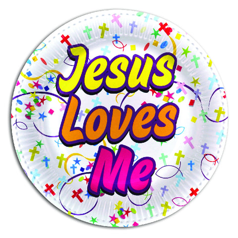 Jesus Loves Me Themed Paper Party Plates