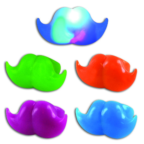 Colorful Light Up Mustache Rings