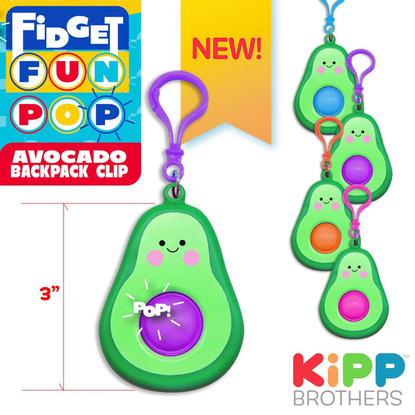 Avocado Fidget Fun Bubble Popper Backpack Clip