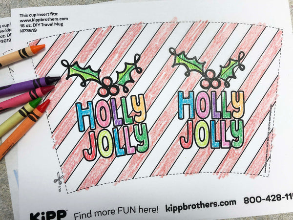 Holly Jolly Holiday DIY Travel Mug Insert Downloadable Template