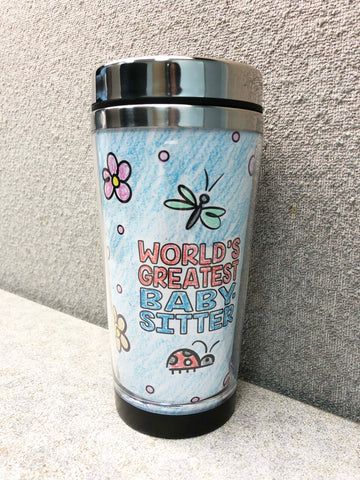 Babysitter Gift DIY Travel Mug Insert Downloadable Template