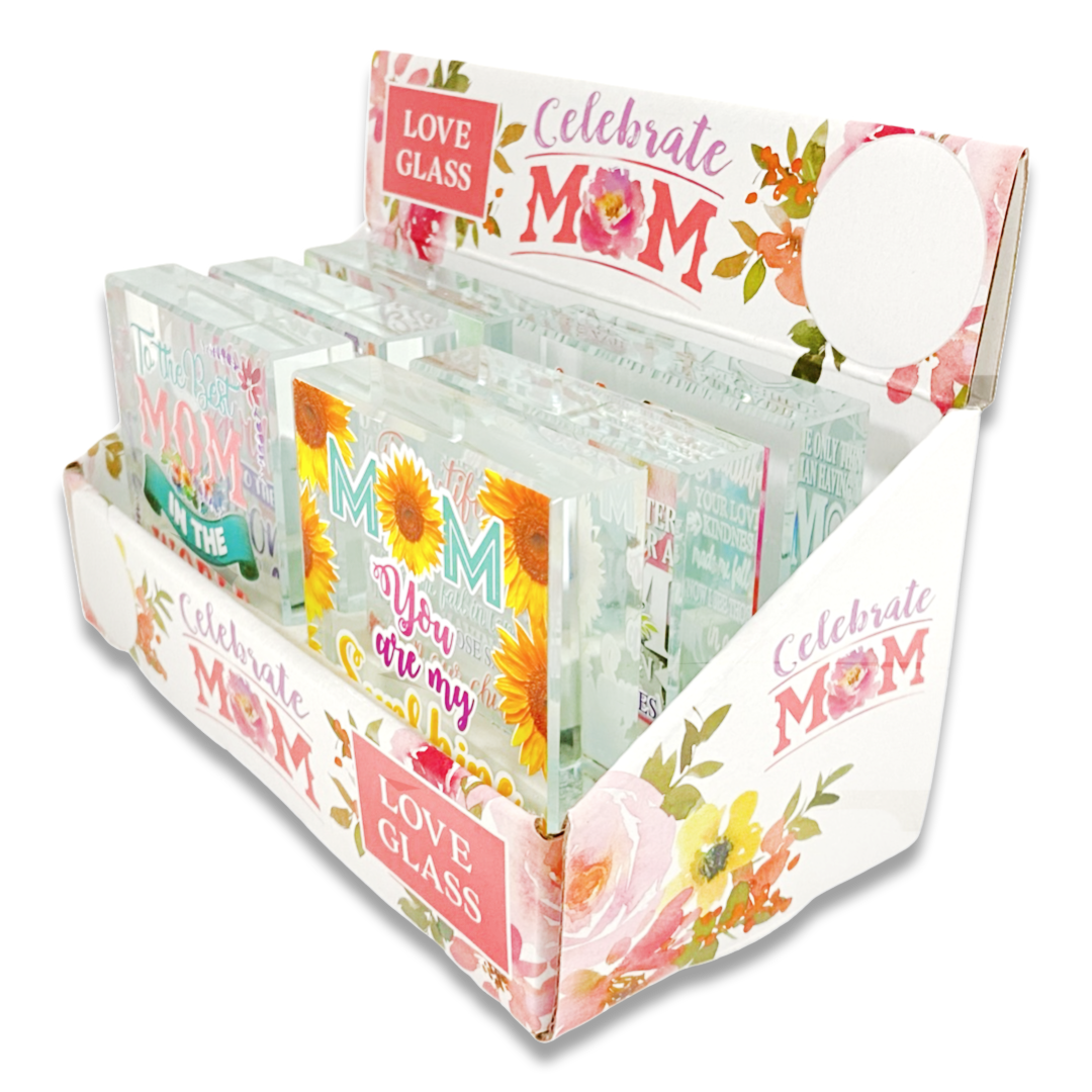 ITEM NUMBER 023573 MOTHER'S DAY GLASS KEEPSAKE 6 PIECES PER DISPLAY