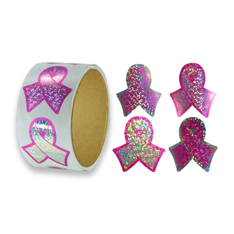 Sparkle Pink Ribbon Stickers