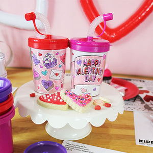 Valentine's Day Party Sipper Cup Insert Downloadable Template