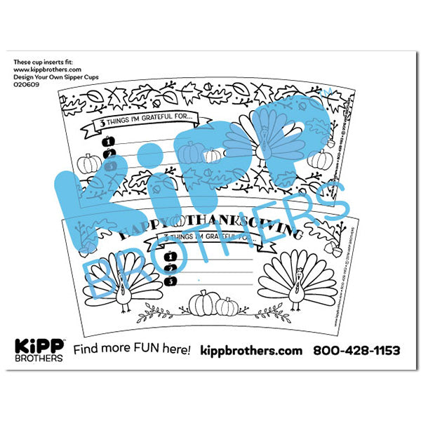 Thanksgiving Sipper Cup Insert Downloadable Template