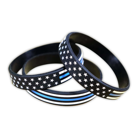 Thin Blue Line Police Officer Silicone Wristbands