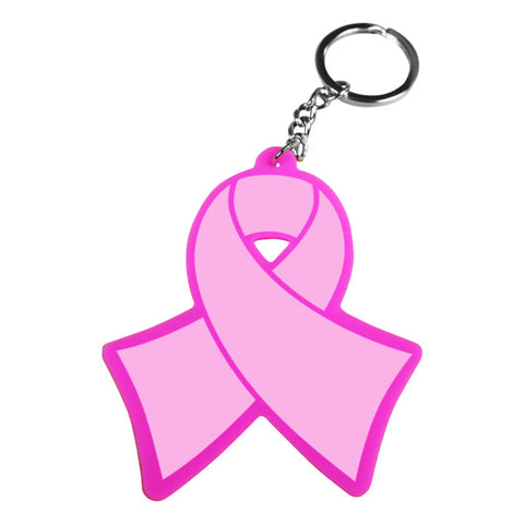 Pink Ribbon Silicone Keychains