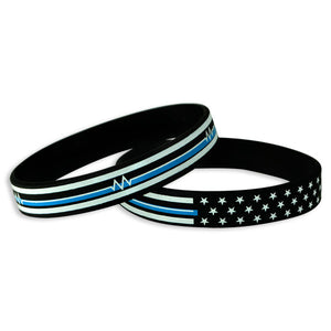 EMS Thin Teal Line Silicone Wristbands